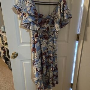 L'ATISTE Asymmetrical Dress in Blue and Burgundy